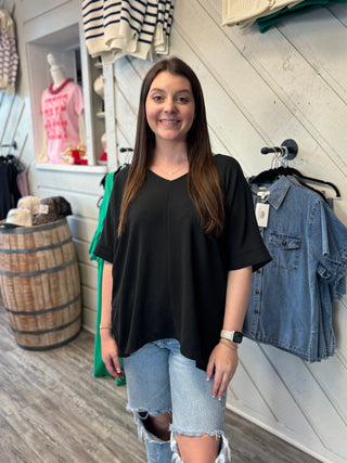 Effortless Chic V-Neck Textured Top – 4 Colors | Women's Relaxed Fit Blouse