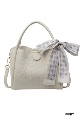 Ivory Bella Bow Vegan Leather Handbag
