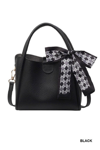 Black Bella Bow Vegan Leather Handbag