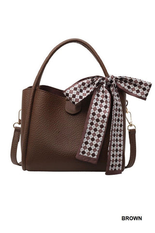 Brown Bella Bow Vegan Leather Handbag