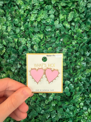 Light Pink Studded .75" Heart Stud Earring