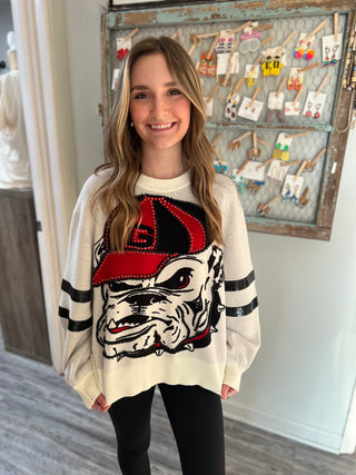 Queen of Sparkles Licensed UGA Oversized Mascot Sweater