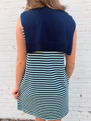 Sail Away Scarf Detail Striped Dress