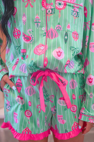 PREORDER: Decked in Ornaments Ruffle Pajama Set