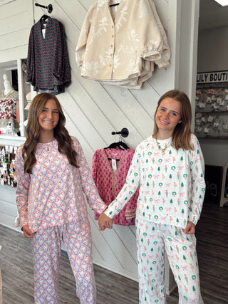 Mary Square Annie Pajama Set Santa Baby Bows