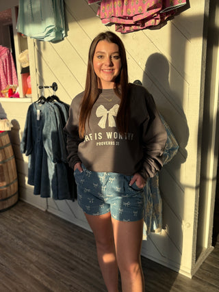 Sweet as Pie Bow Denim Shorts