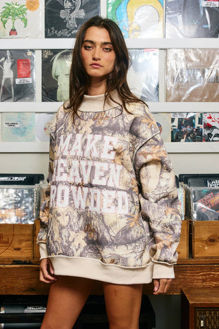 Make Heaven Crowded Camo Mock Neck Sweatshirt