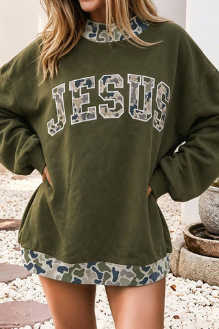 Camo Faith Mock Neck Sweatshirt