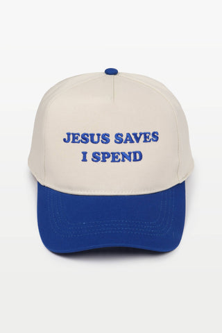 JESUS SAVES I SPEND Embroidery 5 Panel Baseball Hat