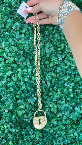 Golden Lock Statement Necklace