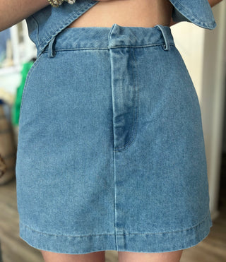 High-Waist Denim Skort – Trendy & Comfortable Skort