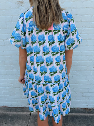 Simply Southern Blue Hydrangea Stripe Dress Simply Southern Blue Hydrangea Stripe Dress