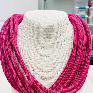 Slub 8-Strand Necklace Magenta