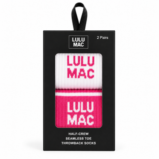 Lulu Mac Socks 2 Pair Box-  HOT PINK/HOT PINK