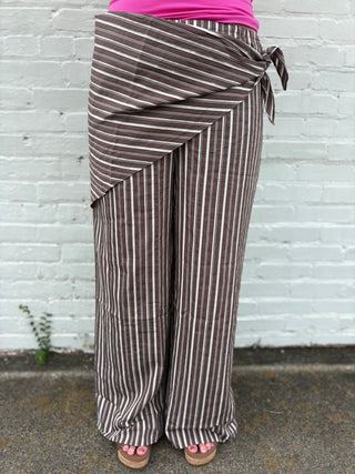 Wrapped Up in Stripes Wide-Leg Pants