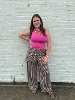 Wrapped Up in Stripes Wide-Leg Pants