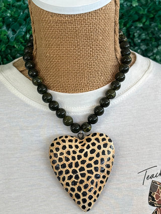 Wild at Heart Necklace in dark green