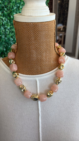 Rosé Knot Beaded Statement Necklace