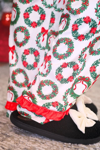PREORDER: Ribbon Wreath Ruffle Pajama Set