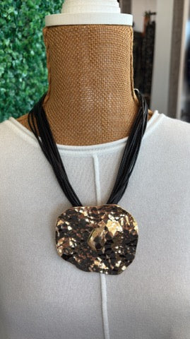 Midnight Hammered Pendant Necklace