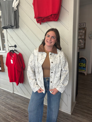 Simply Southern Barn Jacket in White Camo