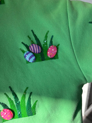 Queen of Sparkles Lime Green Easter Egg In Grass Sweatshirt