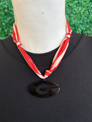Red & Black Game Day Scarf Necklace
