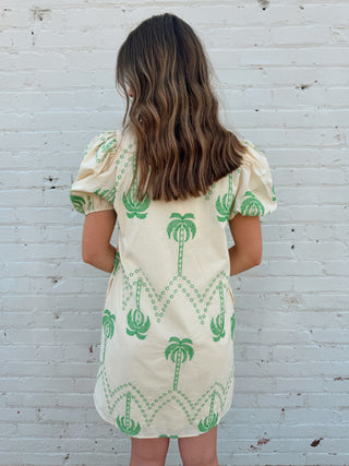 Palm Paradise Embroidered Dress