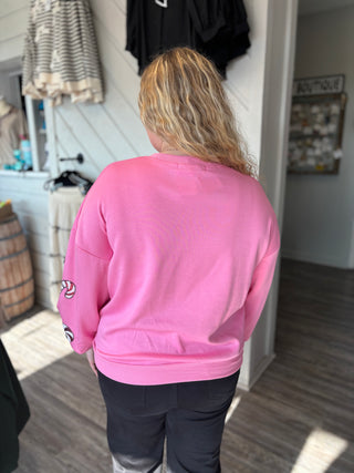 Sequin Nutcracker Crewneck in Pink