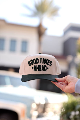 Good Times Ahead 3D Embroidery - Natural/Green Trucker Hat