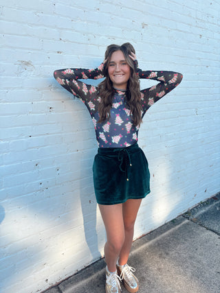 Keigan Mesh Top- Bow Christmas Treats