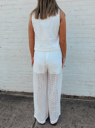 Luna Eyelet Straight Leg Pants