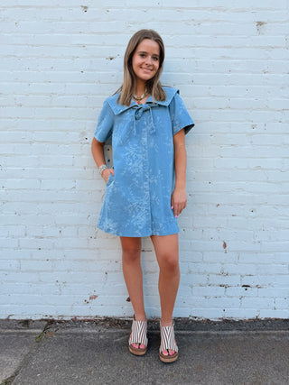 Heirloom Garden Toile Bow Collar Blouse