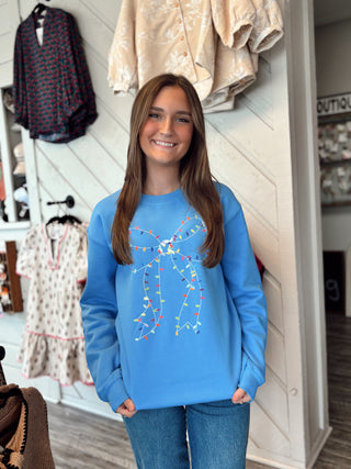 Christmas Lights Coquette Bow Sweatshirt