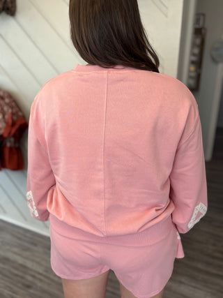 Ribbon Daydream Lace Trim Sweatshirt & Skort Set