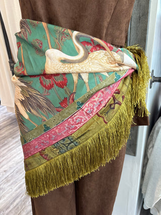 Enchanted Crane Fringe Scarf