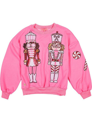 Sequin Nutcracker Crewneck in Pink