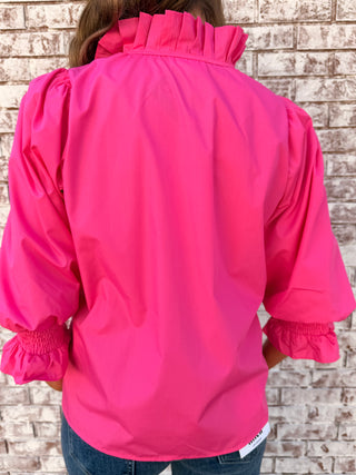 Rosé Ruffle Pleated Blouse