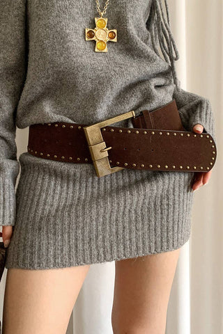Wide Open Spaces Studded Belt in Brown