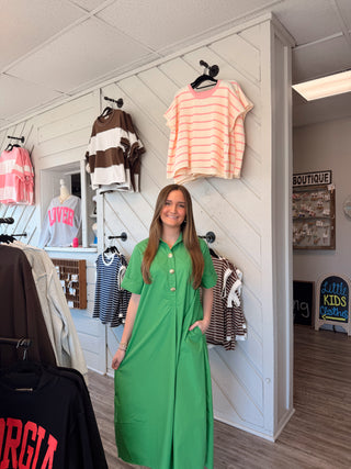 Evergreen Ease Shirt Midi Dress