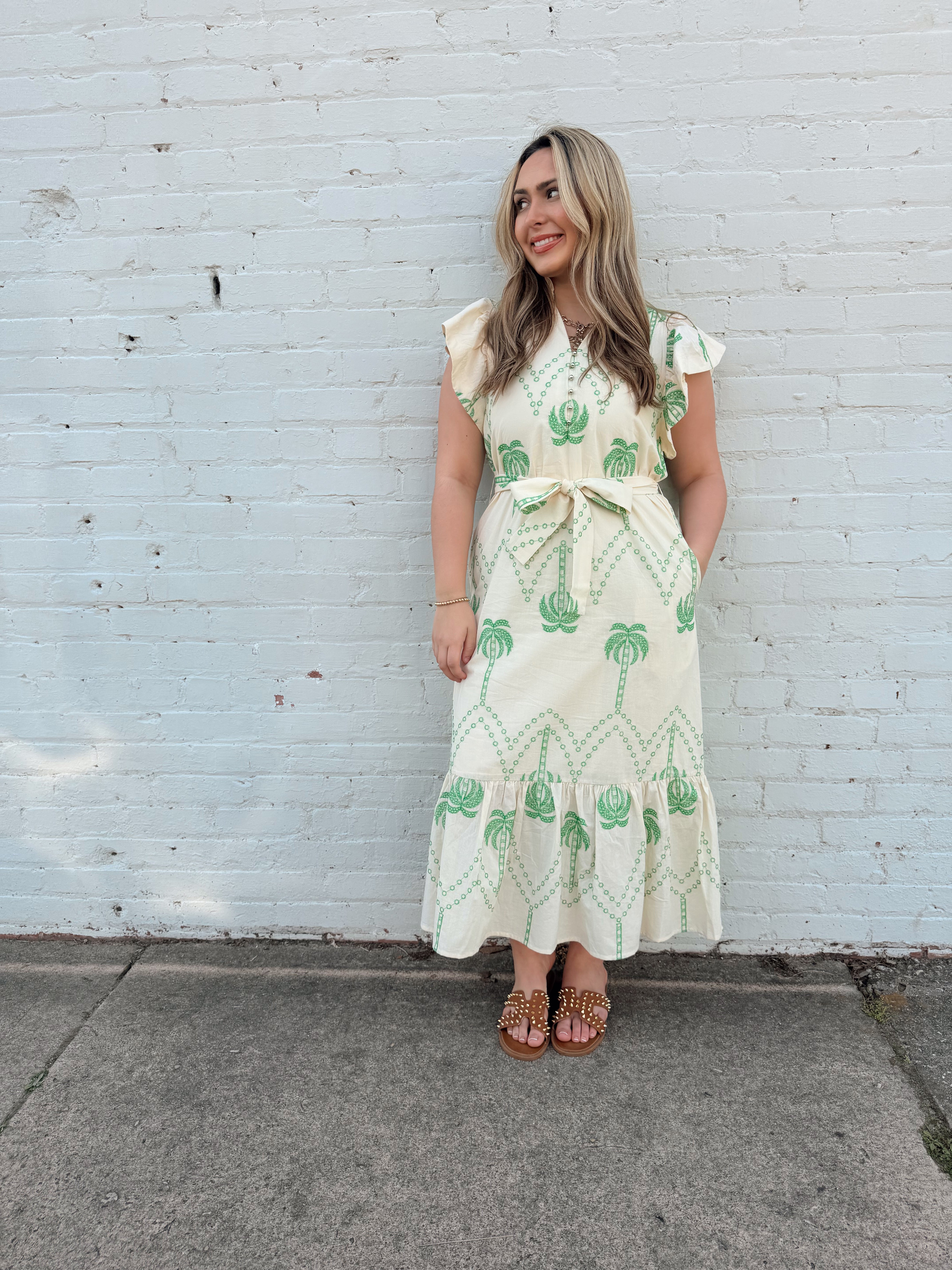 vestire palm beach midi dress VENUS High Neck Midi Dress | Bicolor Palm