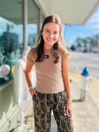 Lulu Mac Everyday Darling Babydoll Top in Dark Taupe
