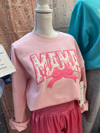 MAMA Pink Cozy Embroidered Sweatshirt