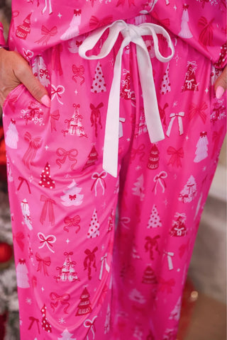 PREORDER: Pretty Pink Christmas Ruffle Pajama Set