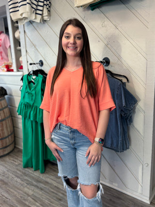 Effortless Chic V-Neck Textured Top – 4 Colors | Women's Relaxed Fit Blouse
