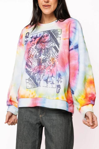 Tie Dye Queen of Sparkles Card Logo Sweatshirt