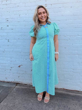 Bluebell Picnic Stripe Shirt Dress