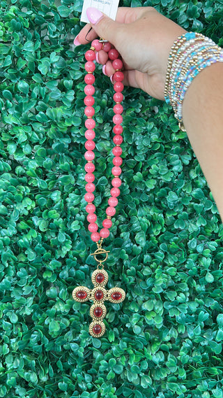 Crimson Faith Cross Necklace