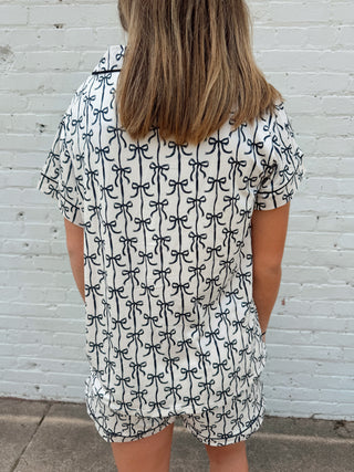 Simply Southern Button Up Pajama Set Black Bows