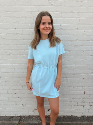 Simply Southern Piped Lounge Dress in Light Blue